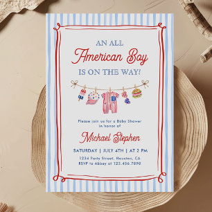 Invitation Fête de bébé garçon américain le 4 juillet