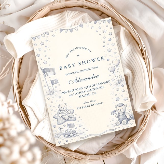 Invitation Fête de bébé garçon américain tout américain (Créateur téléchargé)