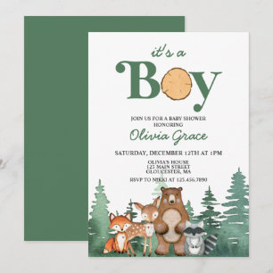 Invitation Fête de bébé garçon animaux de la forêt