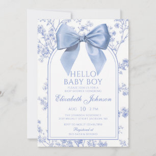 Invitation Fête de bébé garçon arc bleu vintage tout en un