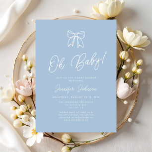 Invitation Fête de bébé garçon arc-en-ciel bleu Oh Baby Showe