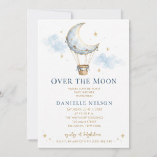 Invitation Fête de bébé garçon Baby Shower Outre Lune
