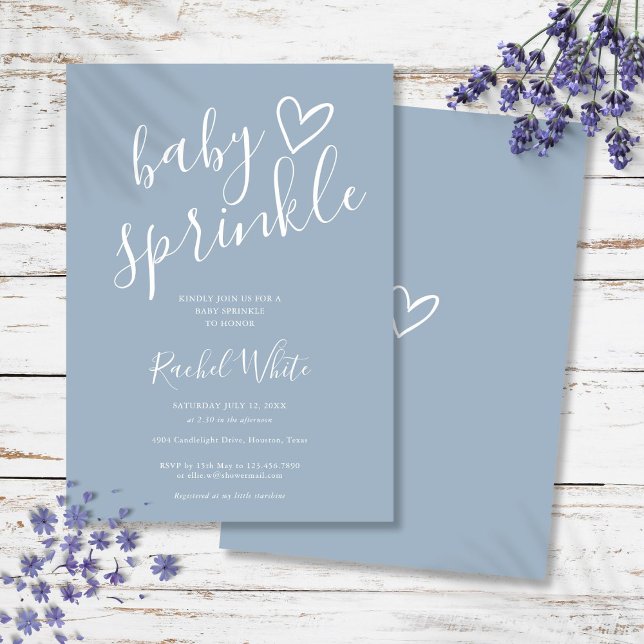Invitation Fête de bébé garçon Bleu Poussiéreux Baby Sprinkle (Dusty Blue Baby Boy Baby Sprinkle Shower Invitation)