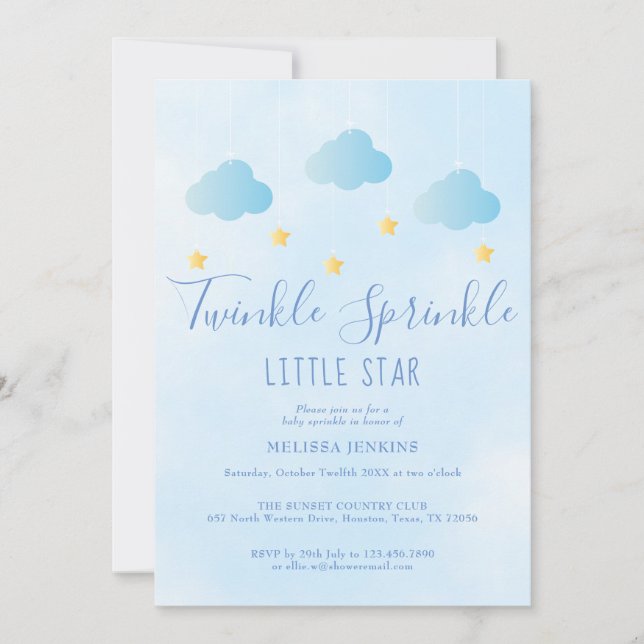 Invitation Fête de bébé Garçon Bleu Tout En Un (Devant)