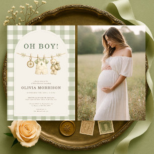 Invitation Fête de Bébé Garçon Bois Oh Boy