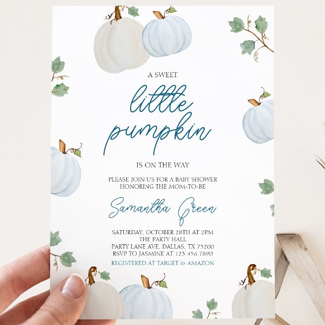 Invitation Fête de bébé garçon citrouille (Créateur téléchargé)