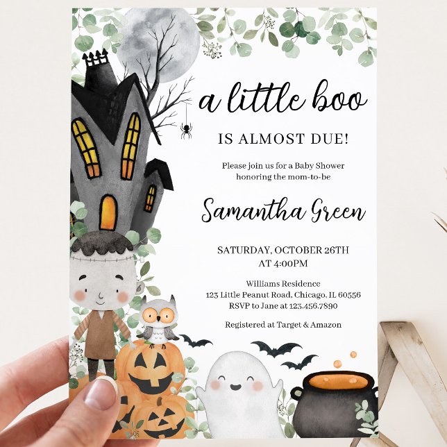 Invitation Fête de bébé Garçon de verdure Un petit Boo (Créateur téléchargé)