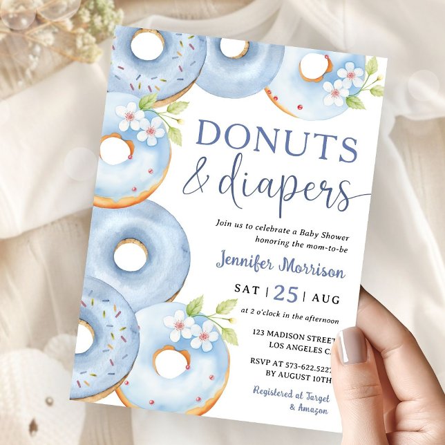 Invitation Fête de bébé garçon Donuts et Couches (Créateur téléchargé)