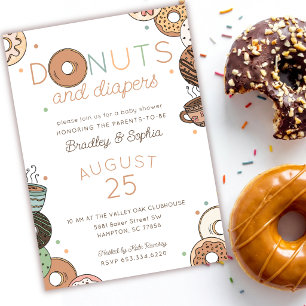 Invitation Fête de Bébé Garçon Donuts et Couches pour les Fut
