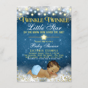 Invitation Fête de bébé garçon ethnique Twinkle Twinkle Littl