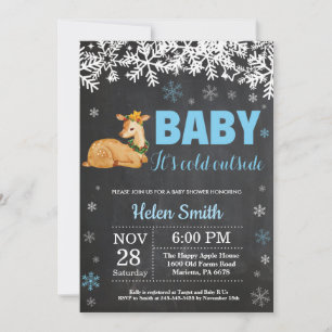 Invitation Fête de bébé garçon hiver cerf Tableau craie