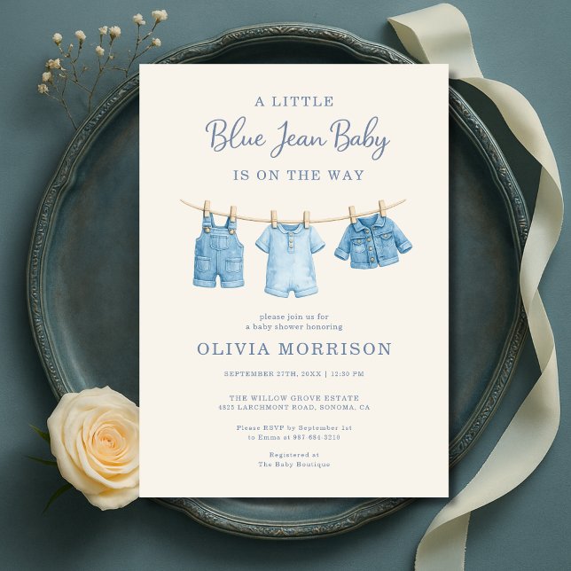 Invitation Fête de Bébé Garçon Jean Bleu (Créateur téléchargé)