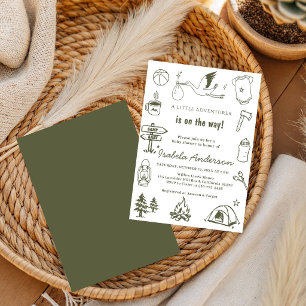Invitation Fête de bébé garçon Little Camper Doodle aventure