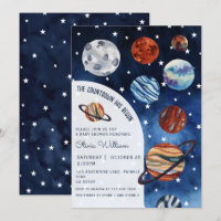 Fête de bébé garçon Navy Bleu Planètes Espace
