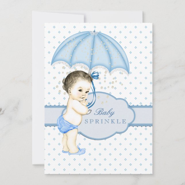 Invitation Fête de bébé garçon parapluie Sprinkle (Devant)