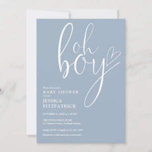 Invitation Fête de bébé garçon poussiéreux bleu garçon tout-e