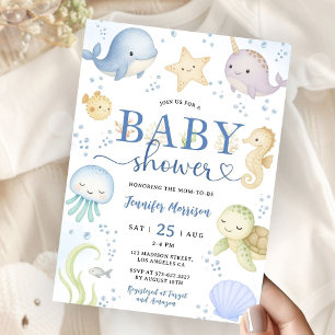 Invitation Fête de bébé garçon sous la mer Océan