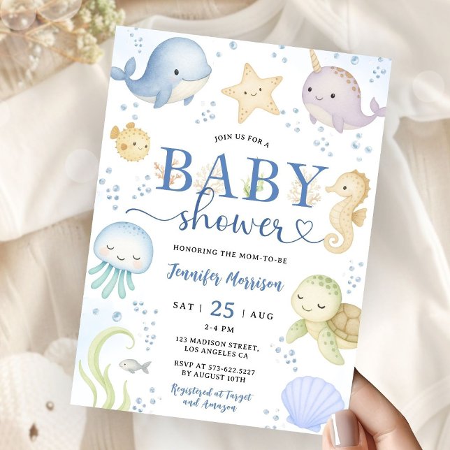 Invitation Fête de bébé garçon sous la mer Océan (Créateur téléchargé)
