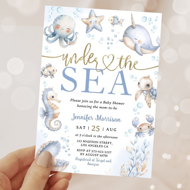 Invitation Fête de bébé garçon sous l'océan (Créateur téléchargé)
