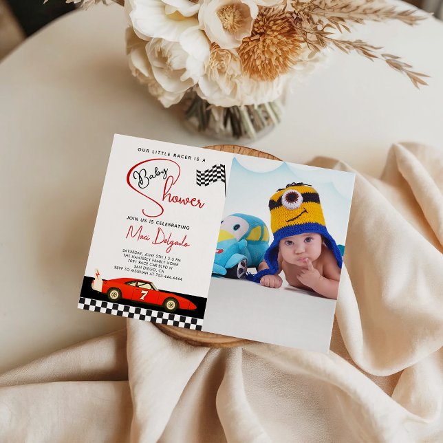 Invitation Fête de bébé garçon sur le thème des courses de vo (Créateur téléchargé)