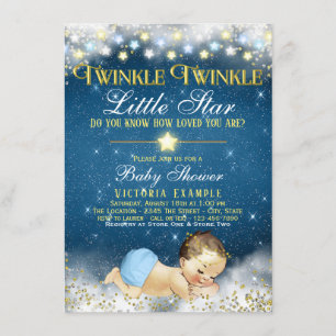 Invitation Fête de bébé garçon Twinkle Twinkle Little Star