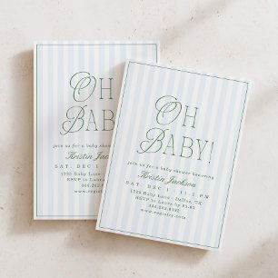 Invitation Fête de bébé garçon vintage prépa Oh Baby