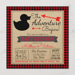 Invitation Fête de bébé garçons canard plaid de Buffalo bûche