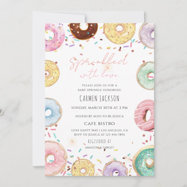 Invitation Fête de Bébé Gâteau avec des Paillettes d'Amour (Devant)