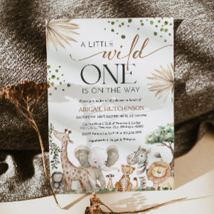 Invitation Fête de Bébé Genre Neutre Animaux de Safari