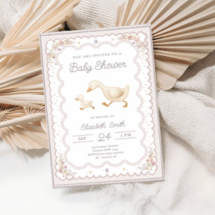 Invitation Fête de bébé genre neutre Bohème Oie Fantaisiste
