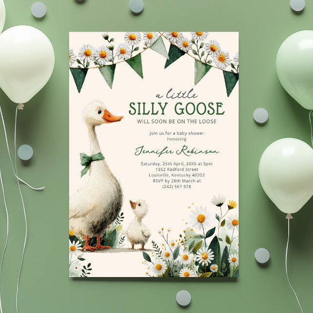 Invitation Fête de Bébé Genre Neutre Silly Goose (Créateur téléchargé)