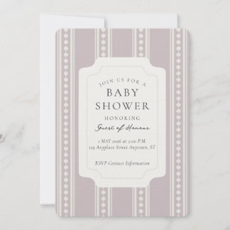 Invitation Fête de bébé géométrique à rayures Ogee vintage
