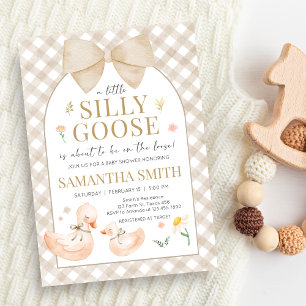 Invitation Fête de Bébé Gingham Silly Goose