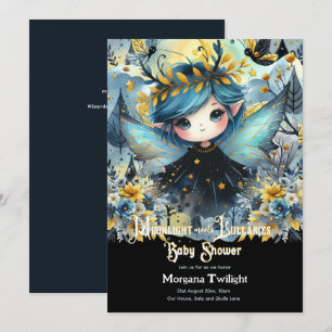 Invitation Fête de bébé gothique Mignonne Fille Clair de lune