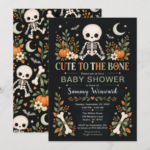 Invitation Fête de bébé Halloween adorable jusqu'à l'os