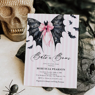 Invitation Fête de bébé Halloween Bats & Bows