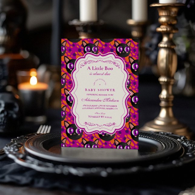Invitation Fête de Bébé Halloween Chat Psychedélique (Créateur téléchargé)