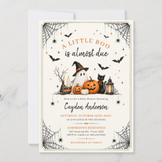 Invitation Fête de bébé Halloween Fantôme Little Boo