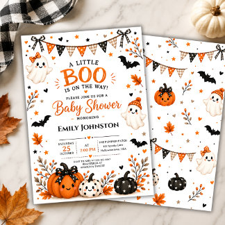 Invitation Fête de bébé Halloween Little Boo neutre