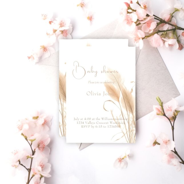 Invitation Fête de bébé herbe des Pampas  (Créateur téléchargé)