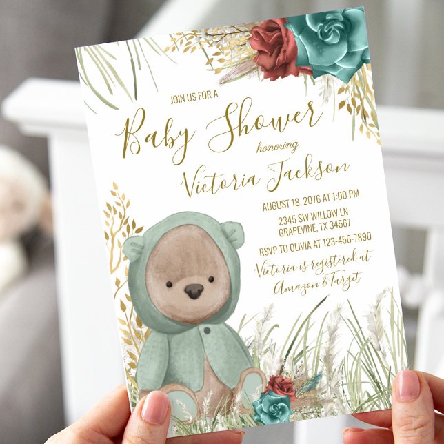 Invitation Fête de bébé Herbe des Pampas (Créateur téléchargé)