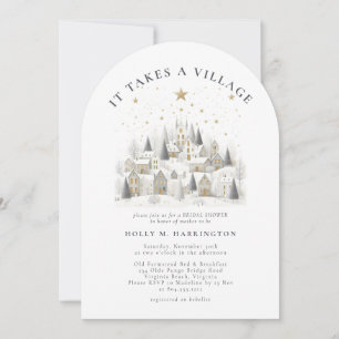 Invitation Fête de bébé hivernale 'Il faut tout un village'