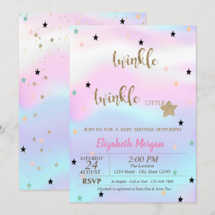 Invitation Fête de Bébé Holographique Twinkle Little Star