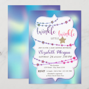 Invitation Fête de Bébé Holographique Twinkle Little Star