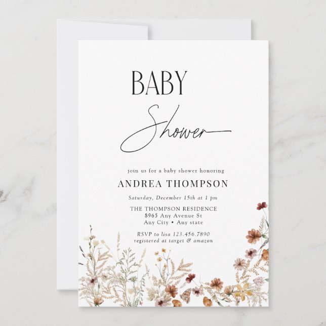 Invitation Fête de Bébé Jardin de Fleurs (Devant)