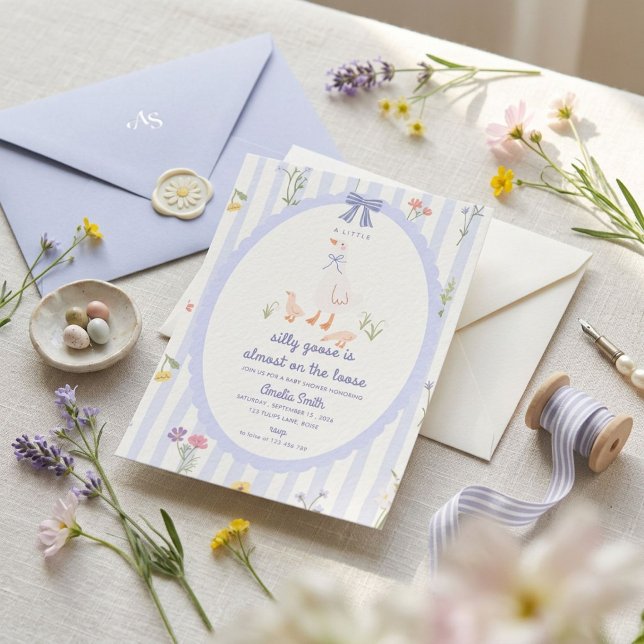 Invitation Fête de Bébé Jardin d'Oie Fantaisiste (Créateur téléchargé)