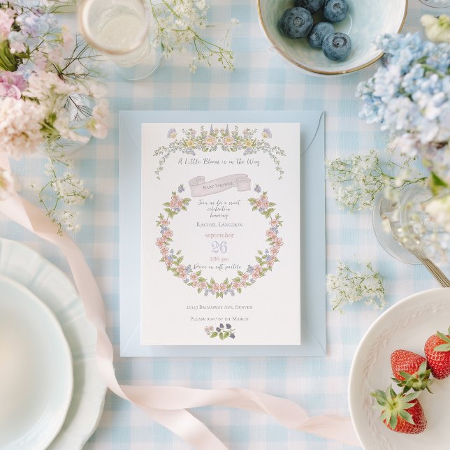 Invitation Fête de bébé jardin floral d'été (Créateur téléchargé)