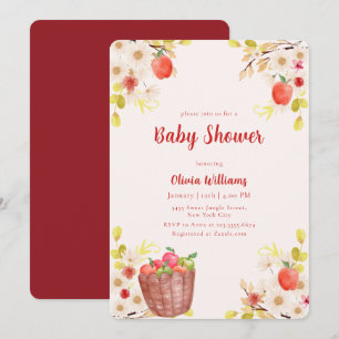 Invitation Fête de Bébé Jardinage Pomme Rouge de Nos Yeux