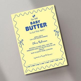 Invitation Fête de bébé jaune beurre moderne
