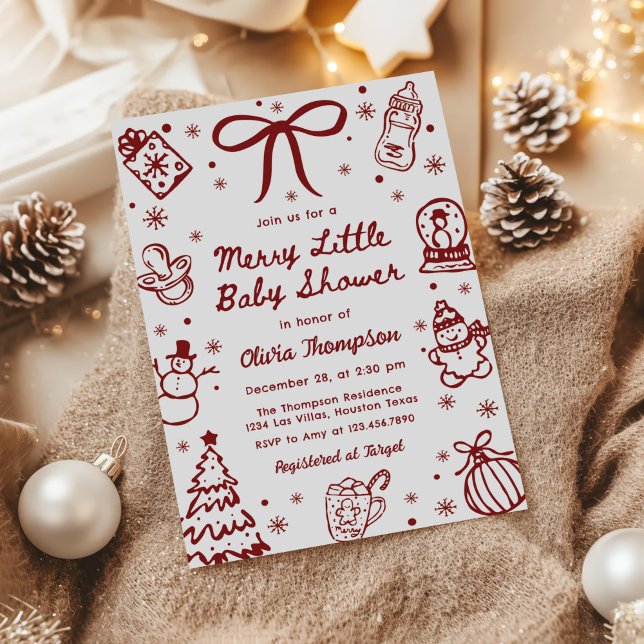 Invitation Fête de bébé joyeuse et fantaisiste dessinée à la  (Créateur téléchargé)